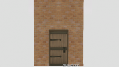 扉付きレンガの大きい壁